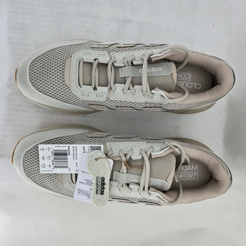 Adidas Astrastar Mens 10 Sportswear Shoes Tan White KI9249 Cloudfoam Sneakers